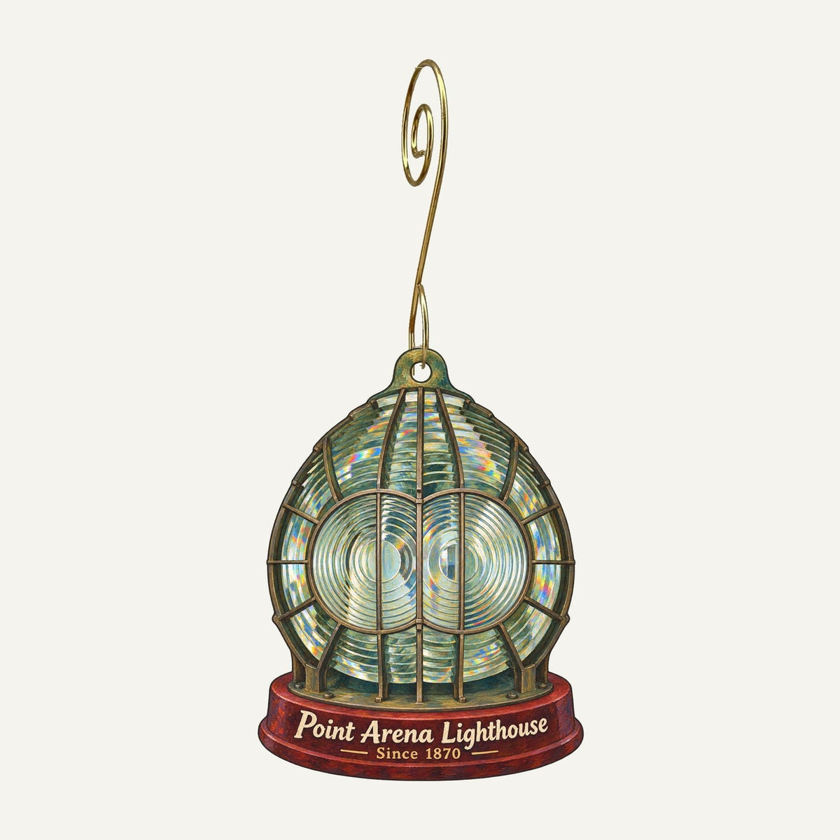 Point Arena Lighthouse Town Icon custom wood ornament OC739 hanging on hook