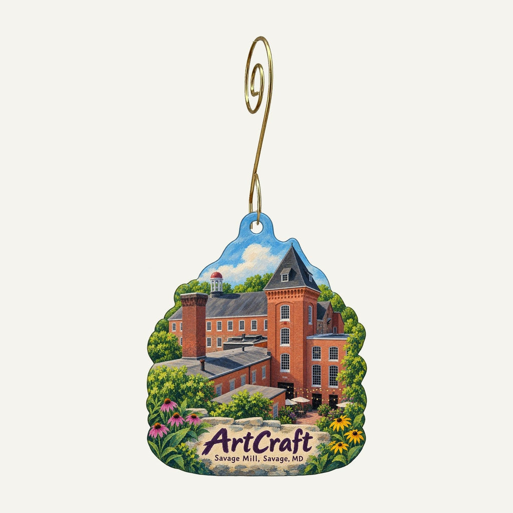ArtCraft Logo custom wood ornament OC740 hanging on hook