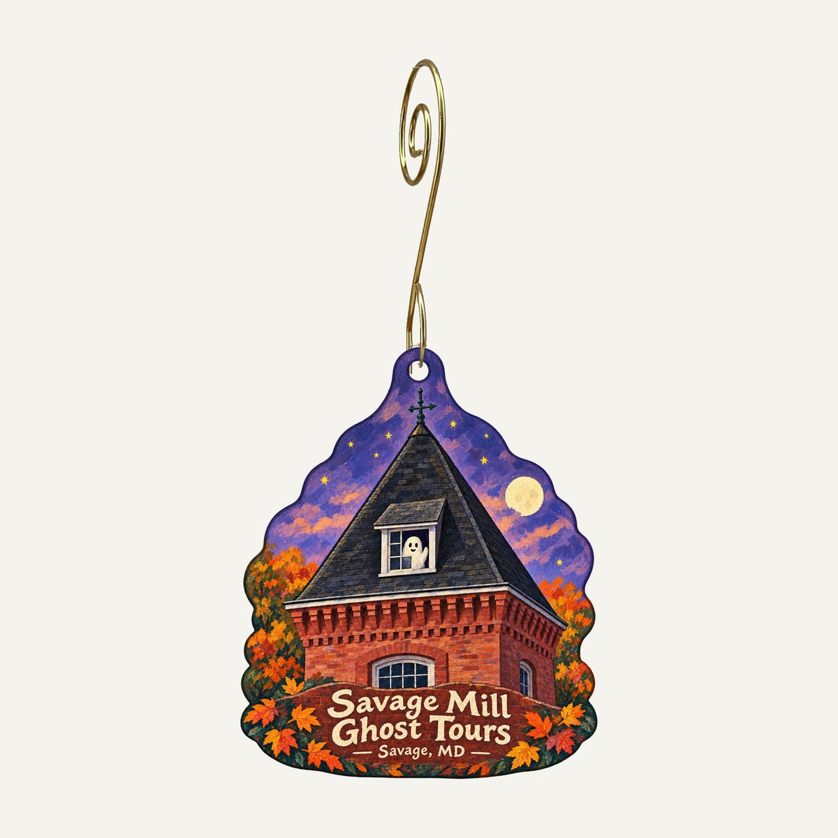 ArtCraft Town Icon custom wood ornament OC742 hanging on hook