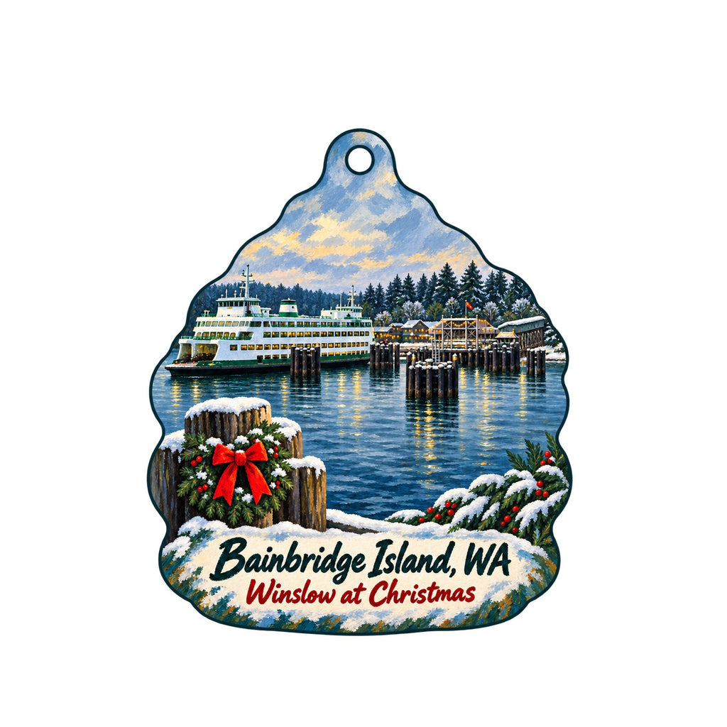 Eagle Harbor Book Co. Christmas custom wood ornament OC744 on white