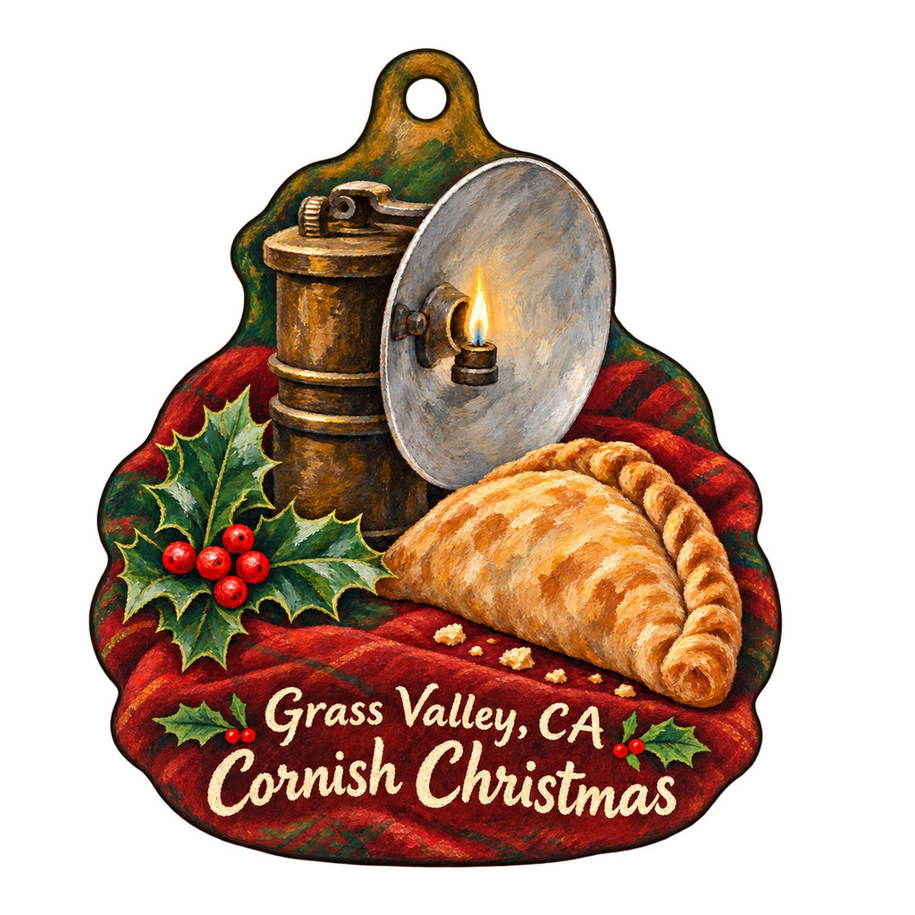 Yuba Blue Christmas custom wood ornament OC747 on white