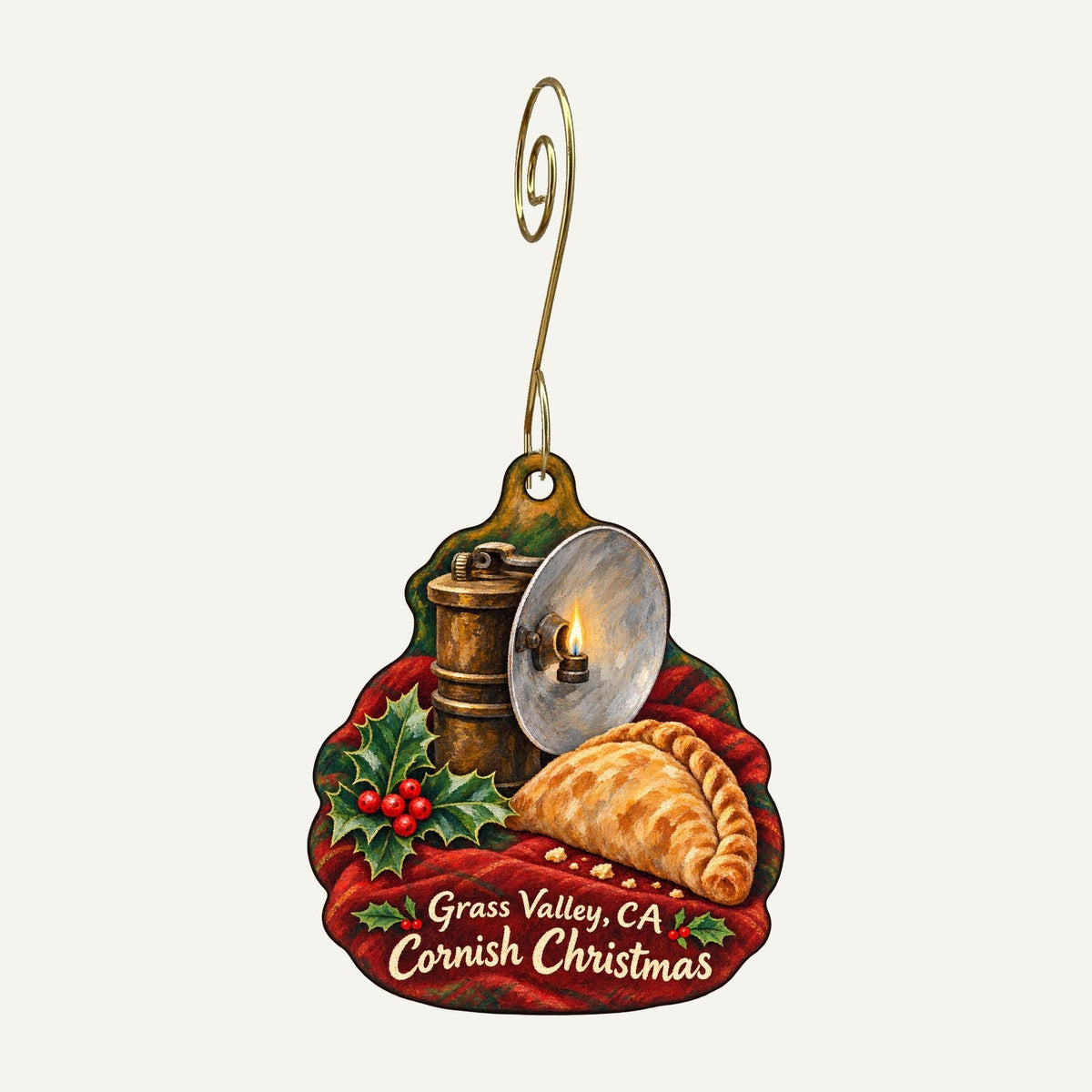 Yuba Blue Christmas custom wood ornament OC747 hanging on hook
