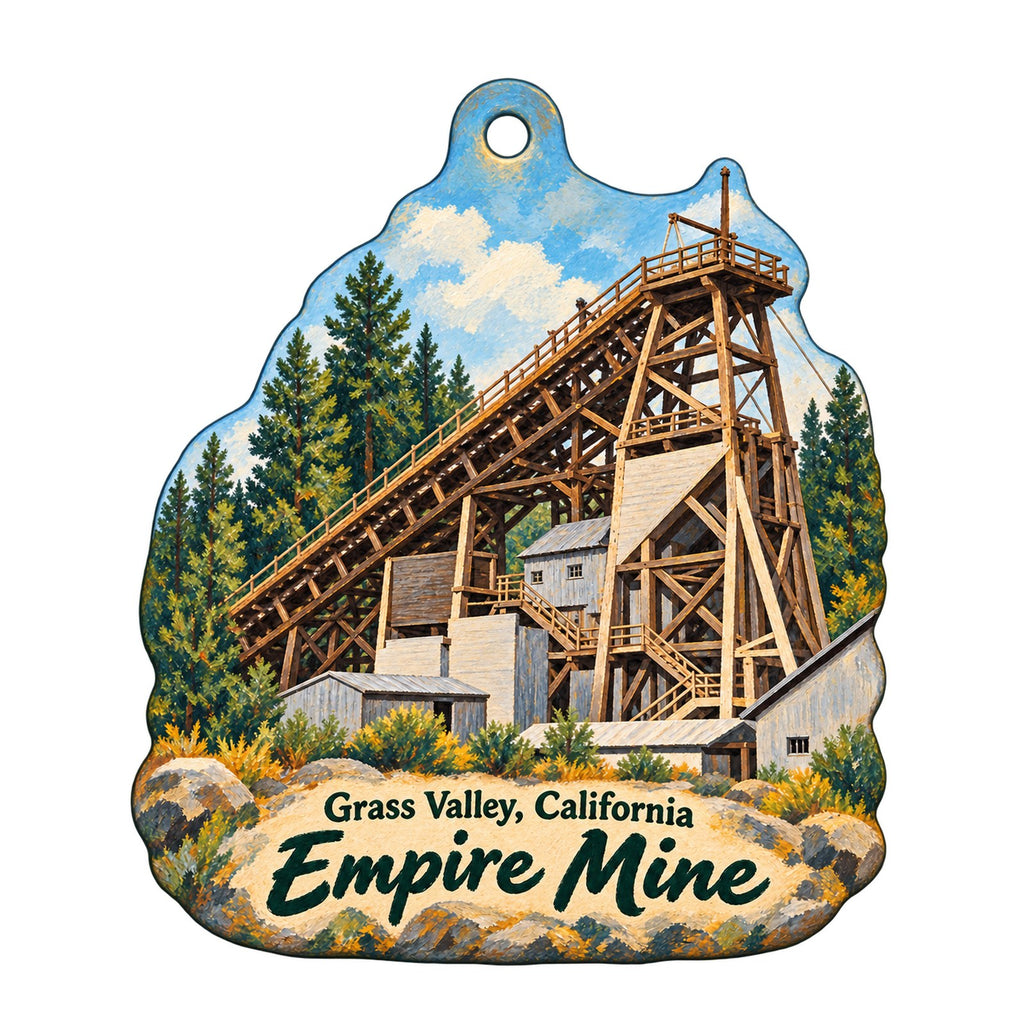 Yuba Blue Town Icon custom wood ornament OC748 on white