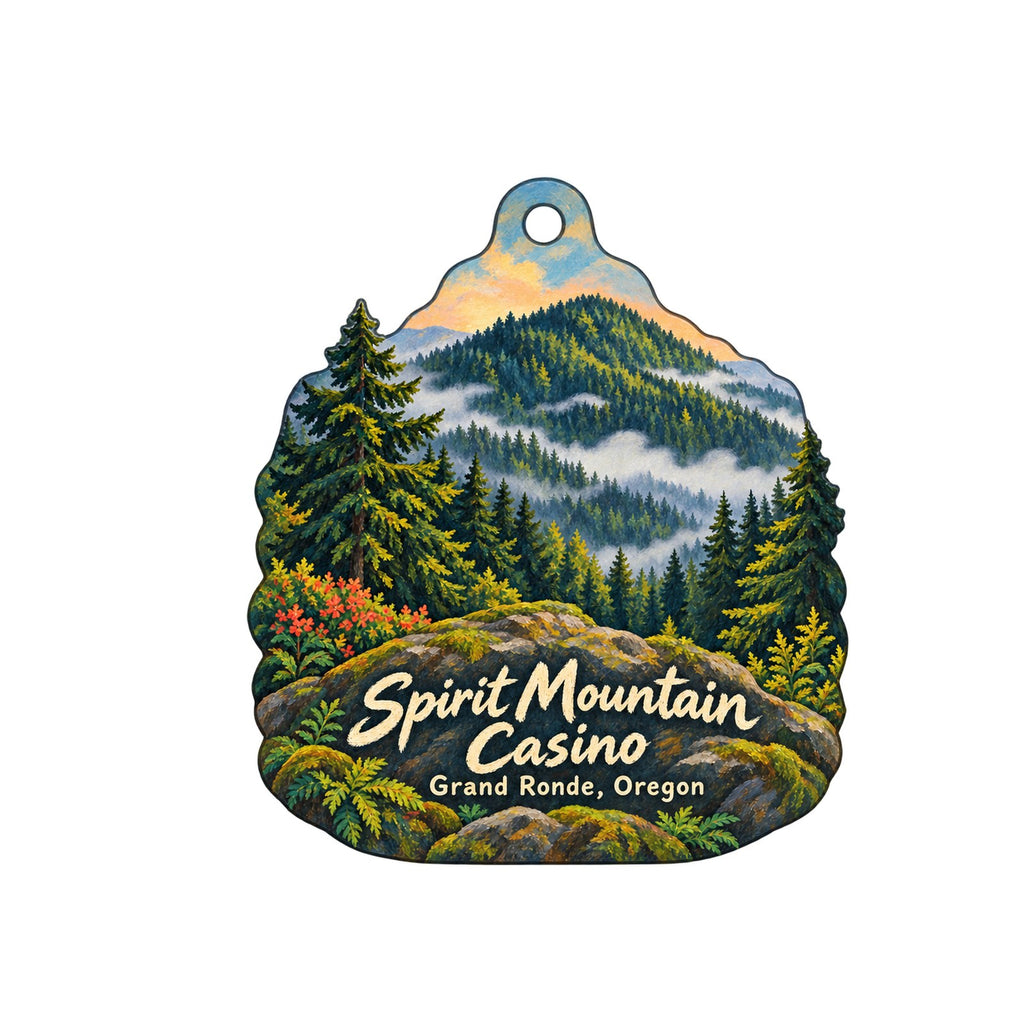 Spirit Mountain Casino Logo custom wood ornament OC749 on white