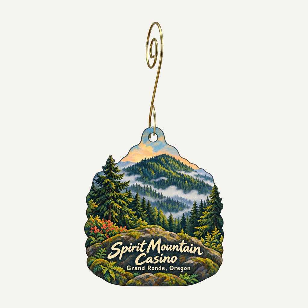 Spirit Mountain Casino Logo custom wood ornament OC749 hanging on hook