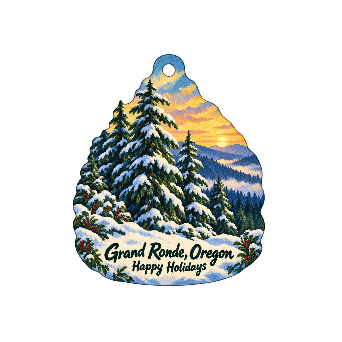 Spirit Mountain Casino Christmas custom wood ornament OC750 on white