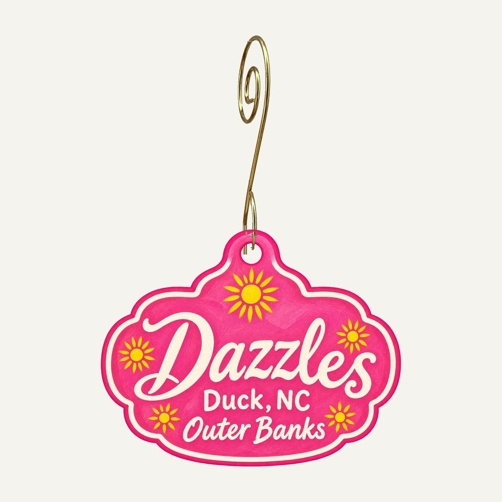 Dazzles Logo custom wood ornament OC752 hanging on hook