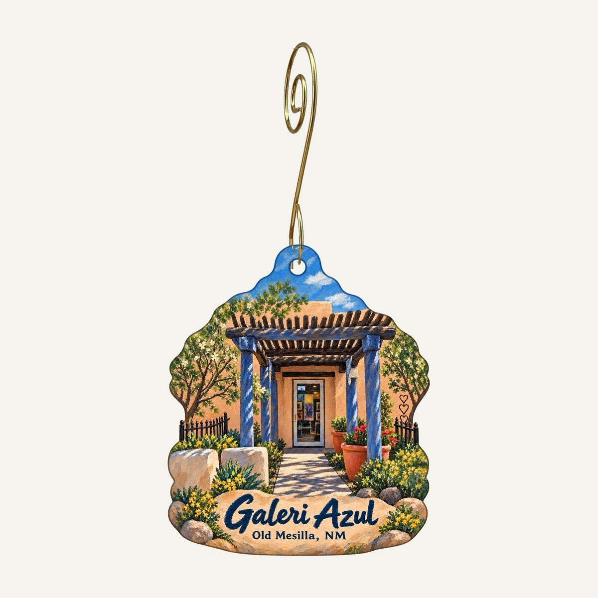 Galeri Azul Logo custom wood ornament OC755 hanging on hook