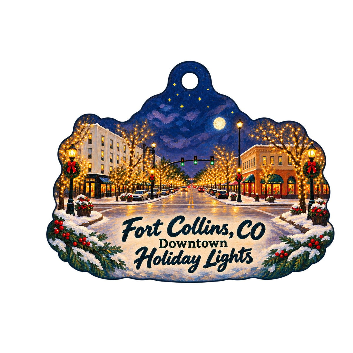 Santa Fe Craftsman Christmas custom wood ornament OC759 on white