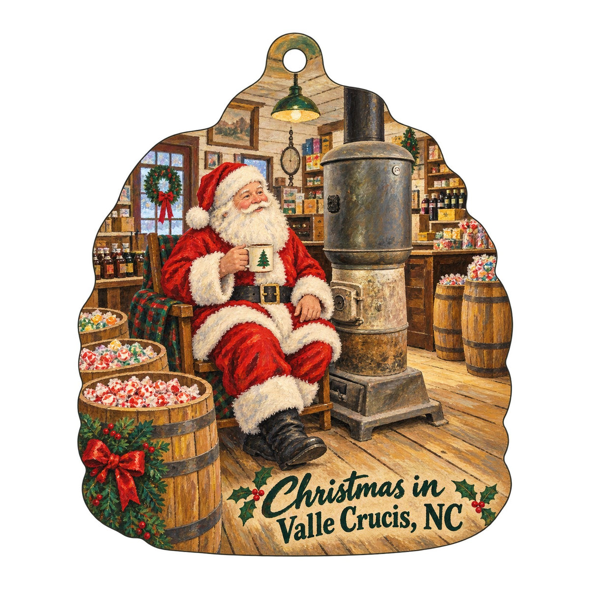 Mast General Store Christmas custom wood ornament OC75 on white
