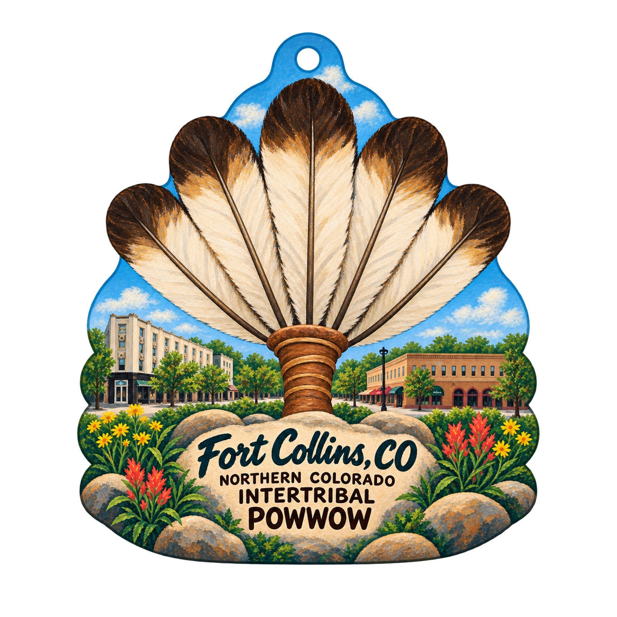 Santa Fe Craftsman Town Icon custom wood ornament OC760 on white