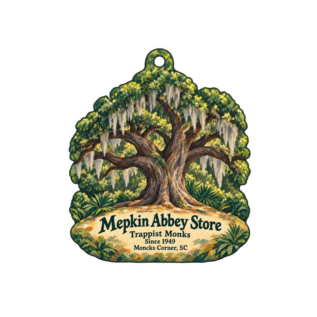 Mepkin Abbey Store Logo custom wood ornament OC770 on white
