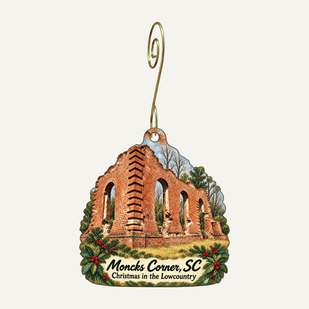 Mepkin Abbey Store Christmas custom wood ornament OC771 hanging on hook