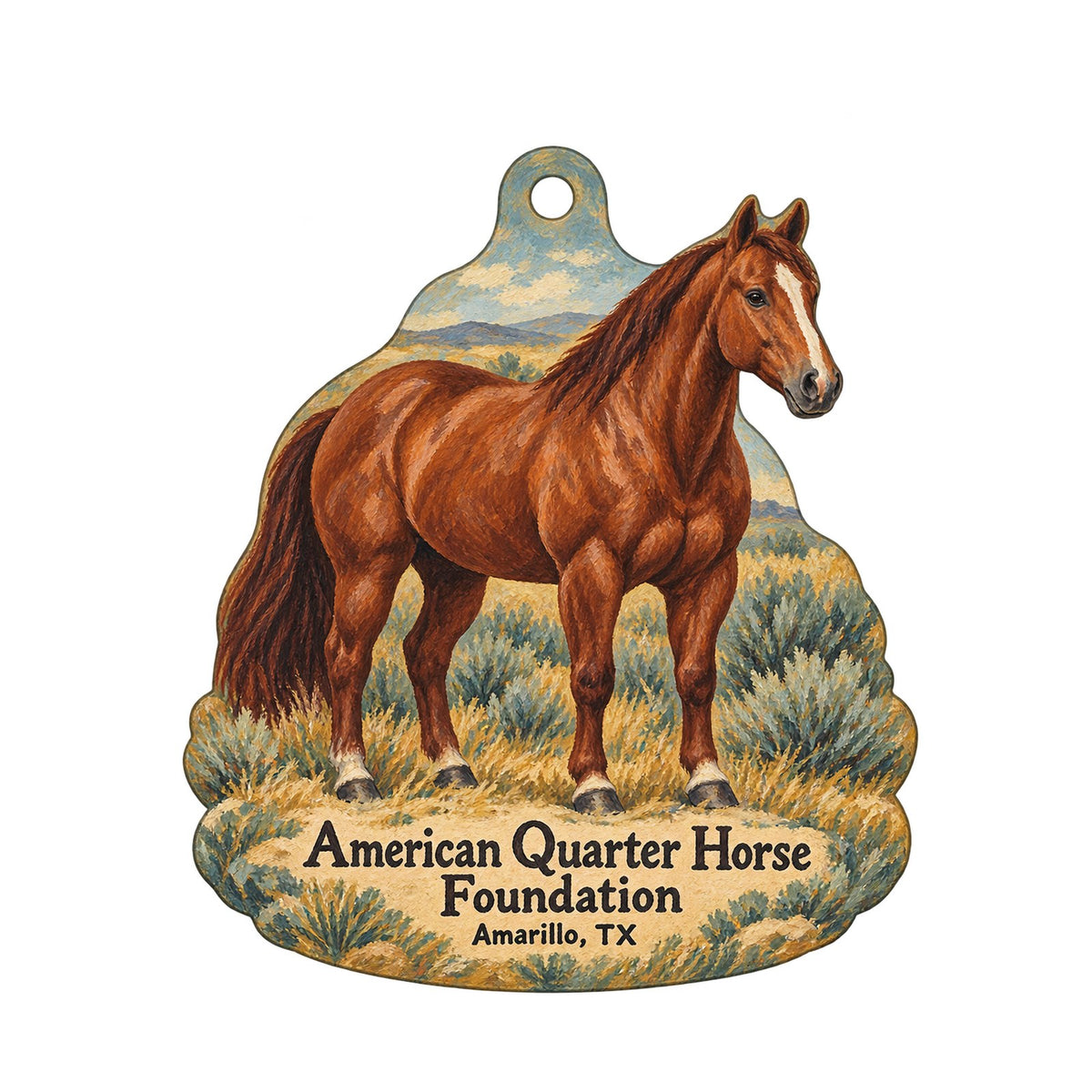 American Quarter Horse Foundation / AQHA Hall of Fame & Museum Logo custom wood ornament OC773 on white