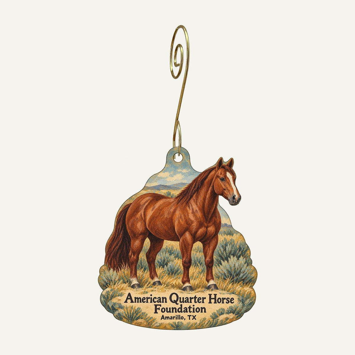 American Quarter Horse Foundation / AQHA Hall of Fame & Museum Logo custom wood ornament OC773 hanging on hook