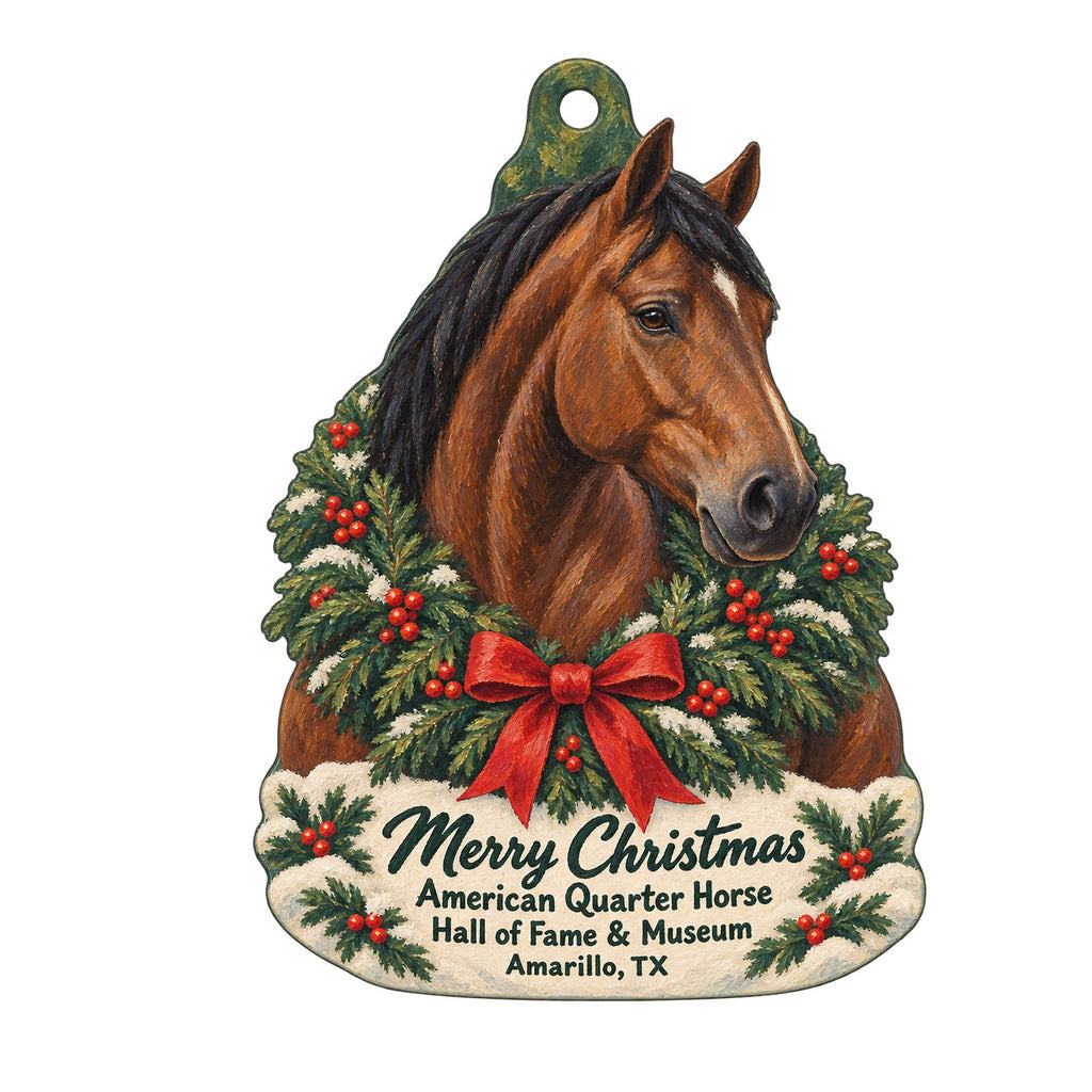 American Quarter Horse Foundation / AQHA Hall of Fame & Museum Christmas custom wood ornament OC774 on white