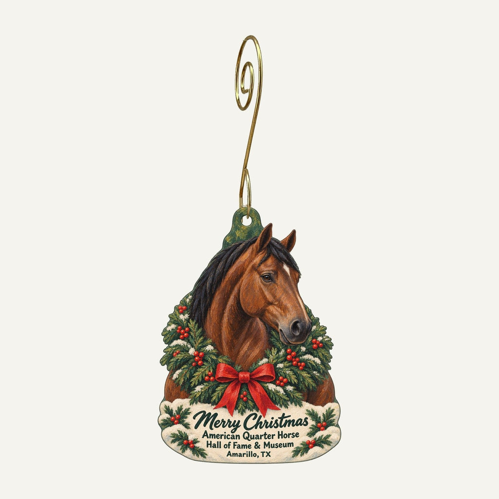 American Quarter Horse Foundation / AQHA Hall of Fame & Museum Christmas custom wood ornament OC774 hanging on hook
