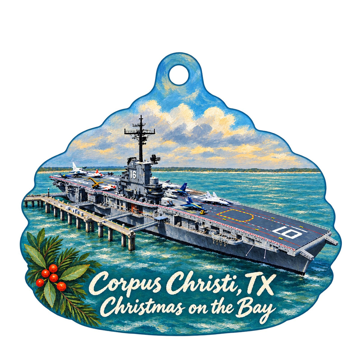 Ocean Treasures Christmas custom wood ornament OC780 on white