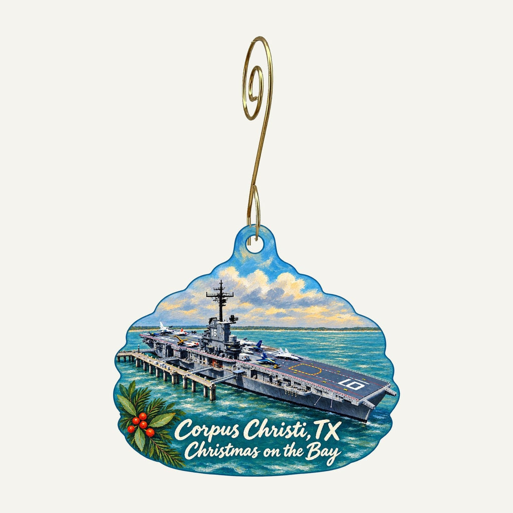 Ocean Treasures Christmas custom wood ornament OC780 hanging on hook