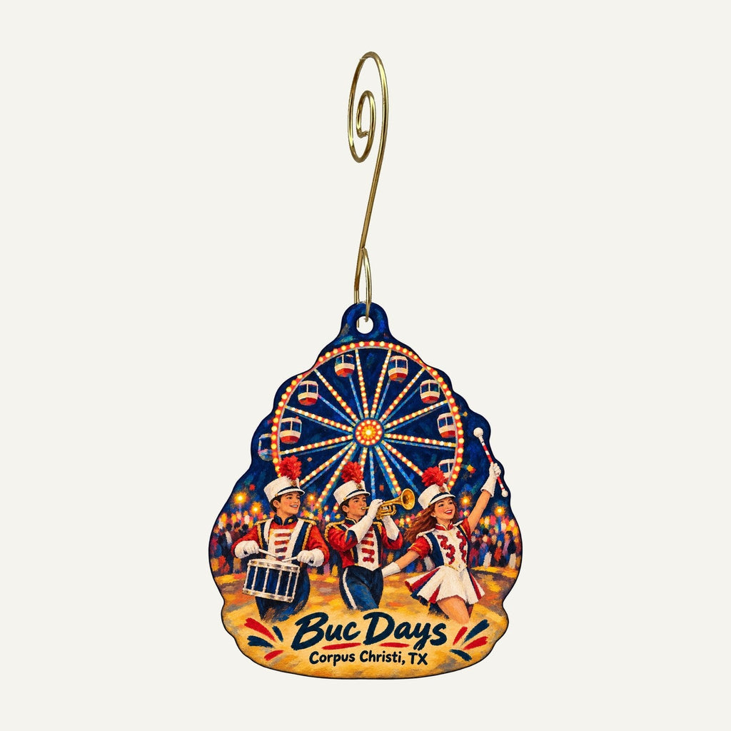 Ocean Treasures Town Icon custom wood ornament OC781 hanging on hook