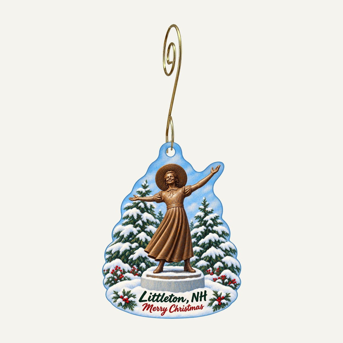 Littleton Food Co-op Christmas custom wood ornament OC783 hanging on hook