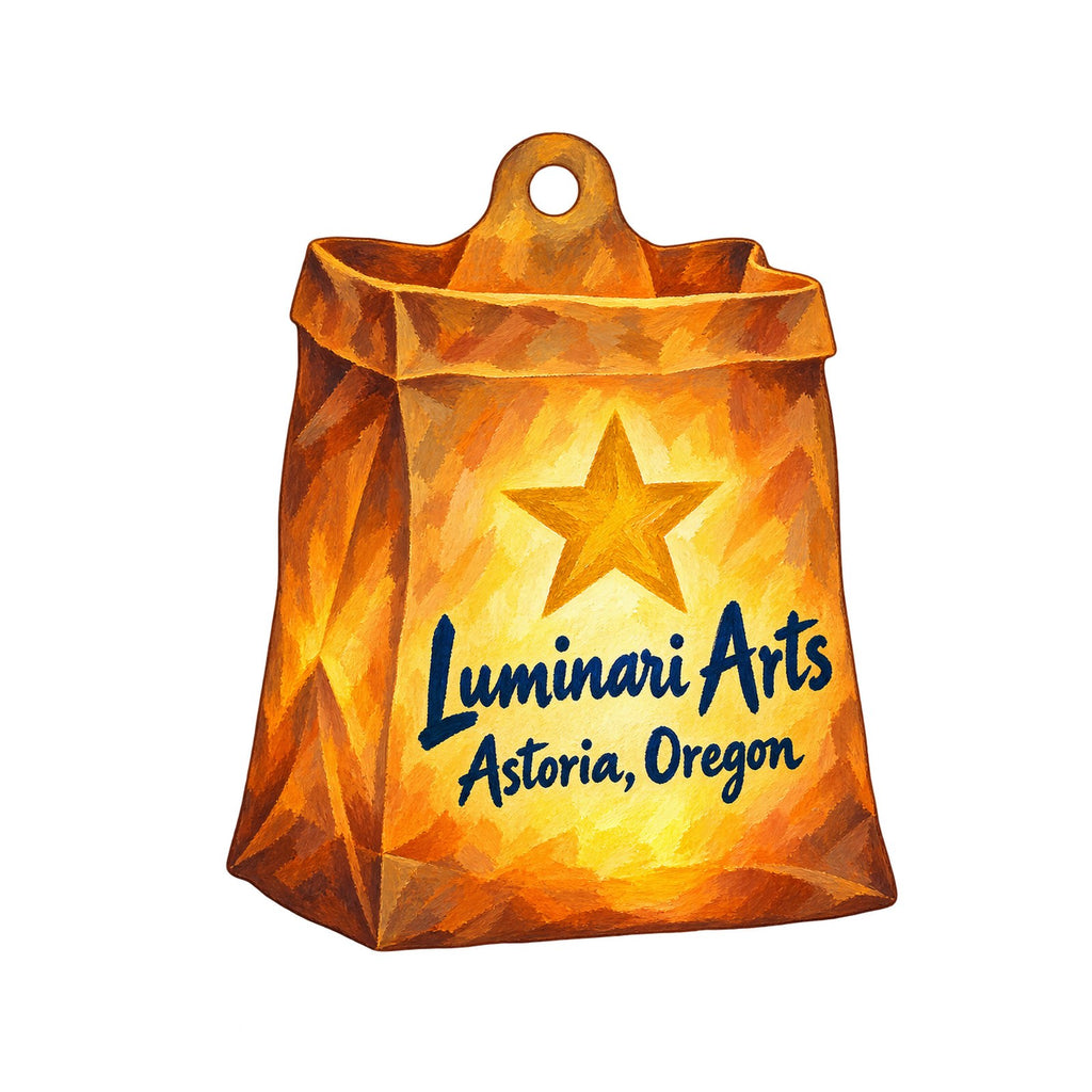 Luminari Arts Logo custom wood ornament OC785 on white