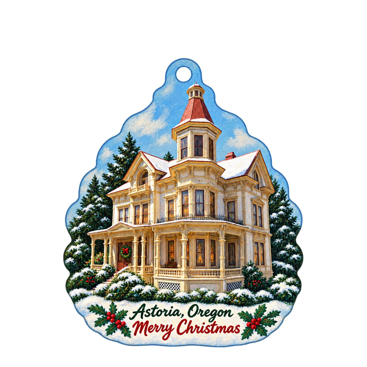 Luminari Arts Christmas custom wood ornament OC786 on white