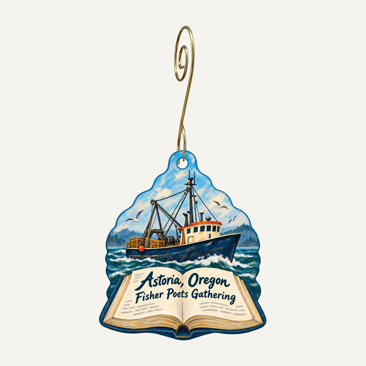 Luminari Arts Town Icon custom wood ornament OC787 hanging on hook