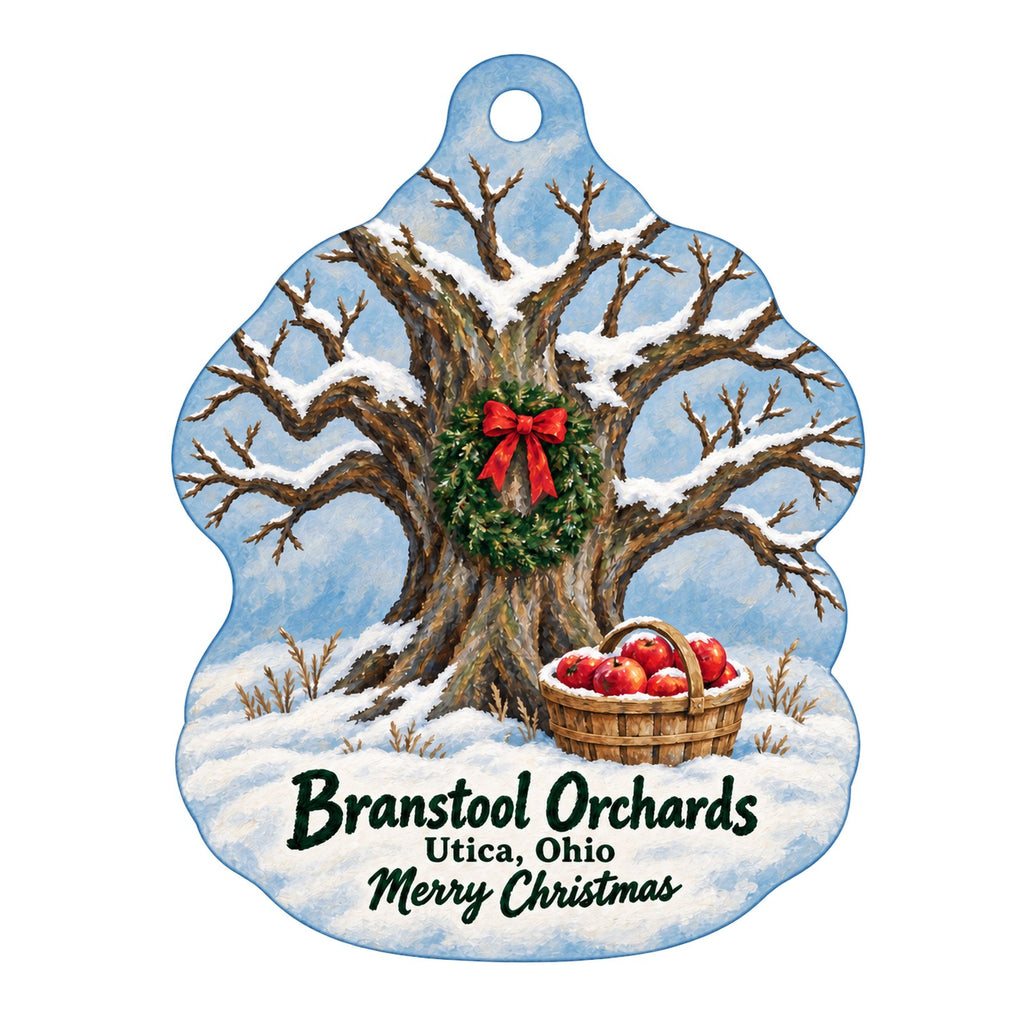 Branstool Orchards & Farm Market Christmas custom wood ornament OC789 on white