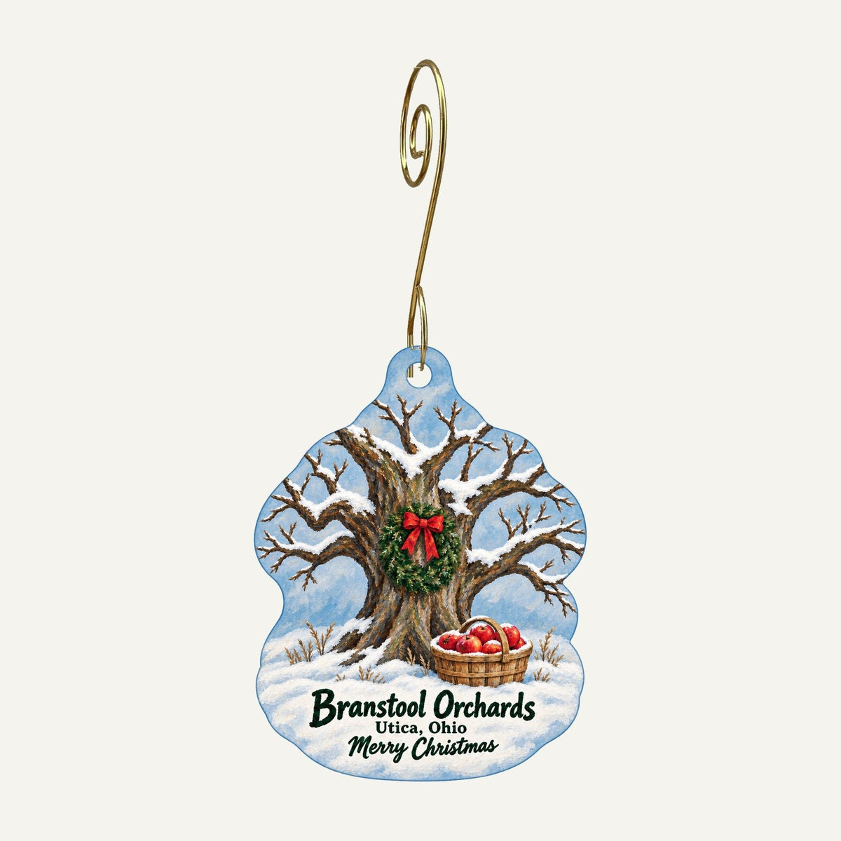 Branstool Orchards & Farm Market Christmas custom wood ornament OC789 hanging on hook