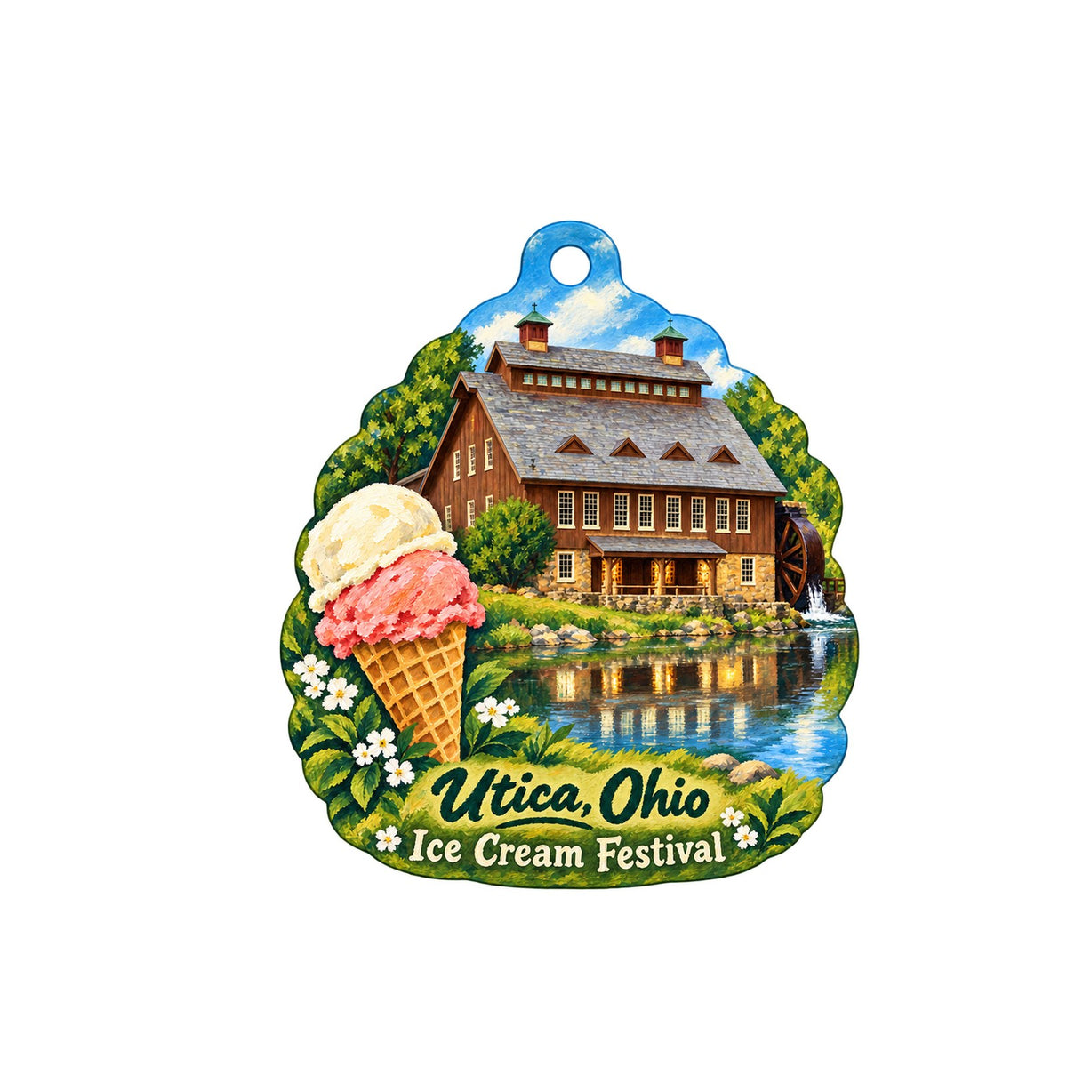 Branstool Orchards & Farm Market Town Icon custom wood ornament OC790 on white
