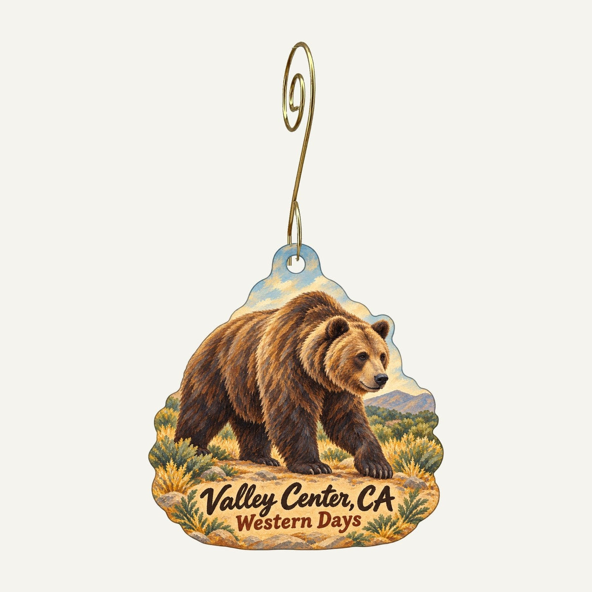 CJ Gift Shoppe Town Icon custom wood ornament OC793 hanging on hook