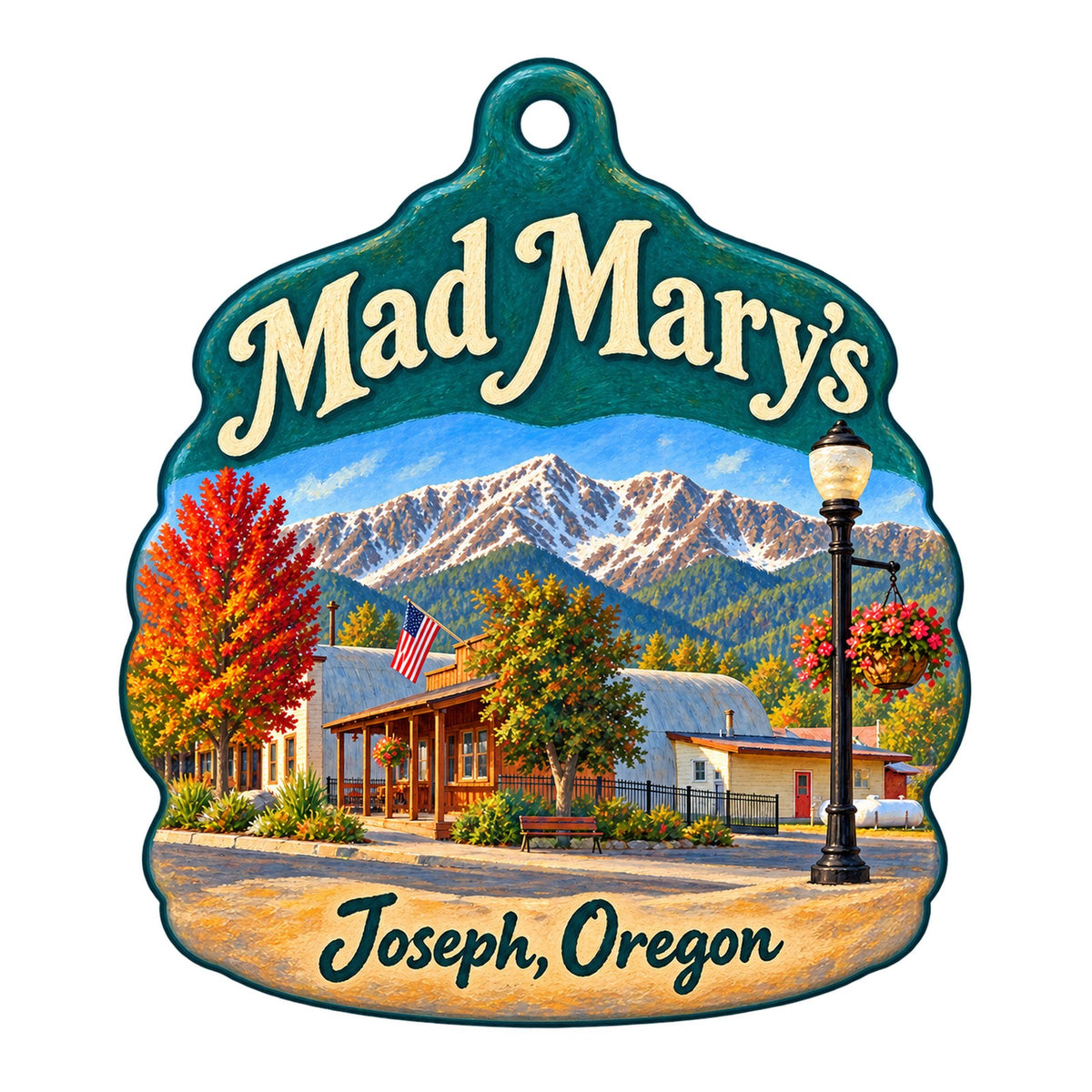Mad Mary's Logo custom wood ornament OC794 on white