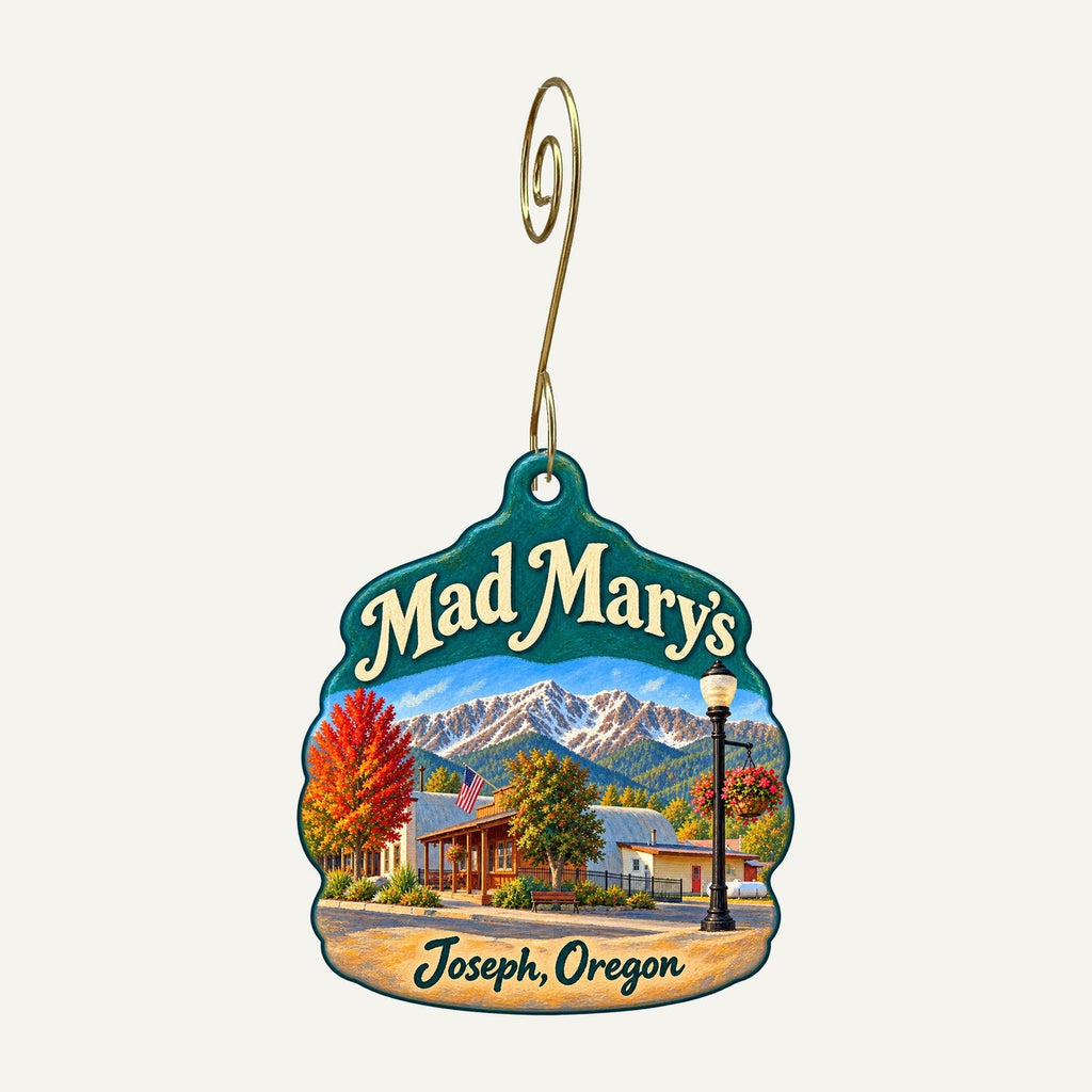 Mad Mary's Logo custom wood ornament OC794 hanging on hook