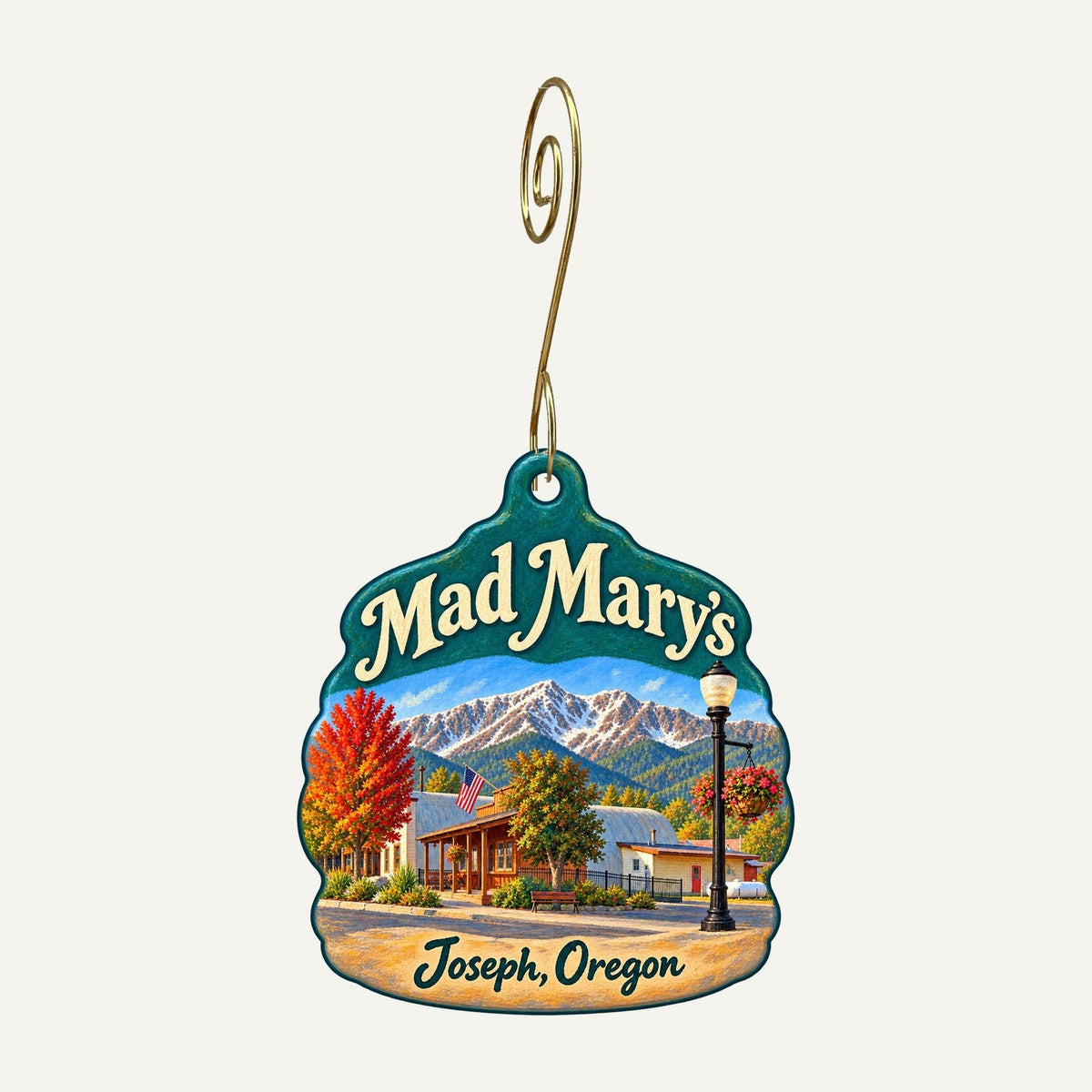 Mad Mary's Logo custom wood ornament OC794 hanging on hook