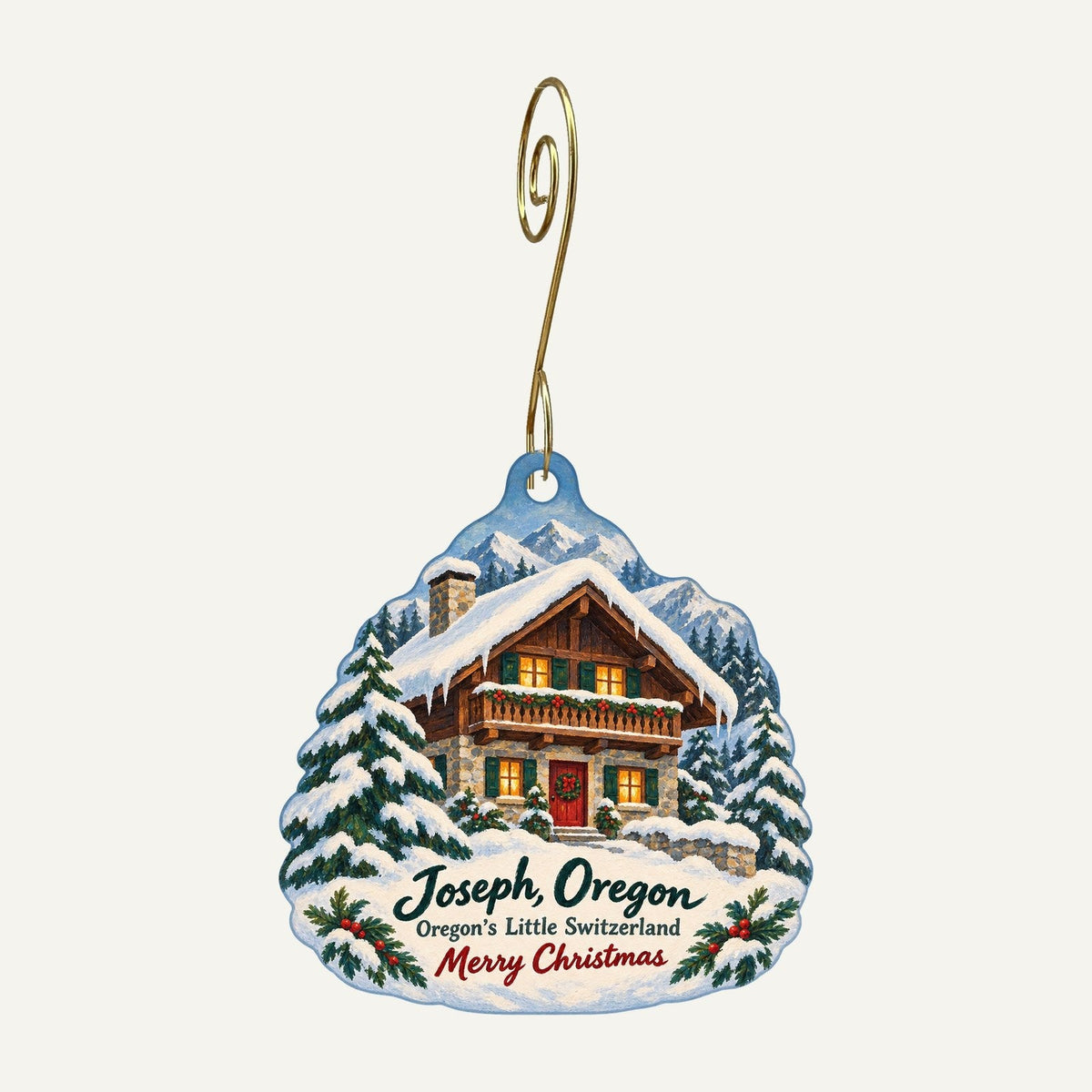 Mad Mary's Christmas custom wood ornament OC795 hanging on hook