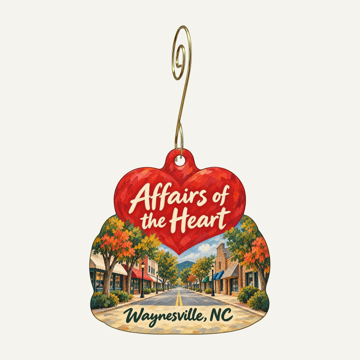 Affairs of the Heart Logo custom wood ornament OC797 hanging on hook