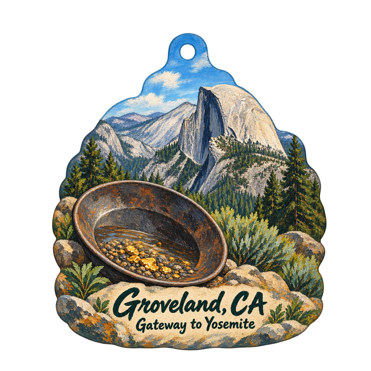 Mountain Sage Coffee Town Icon custom wood ornament OC802 on white