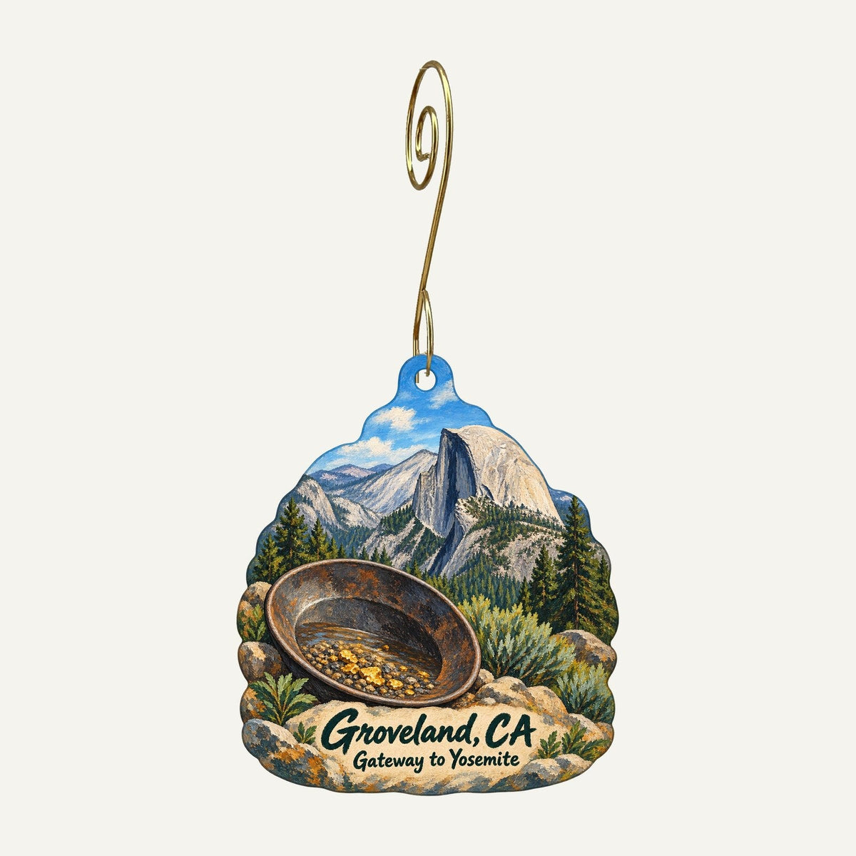 Mountain Sage Coffee Town Icon custom wood ornament OC802 hanging on hook