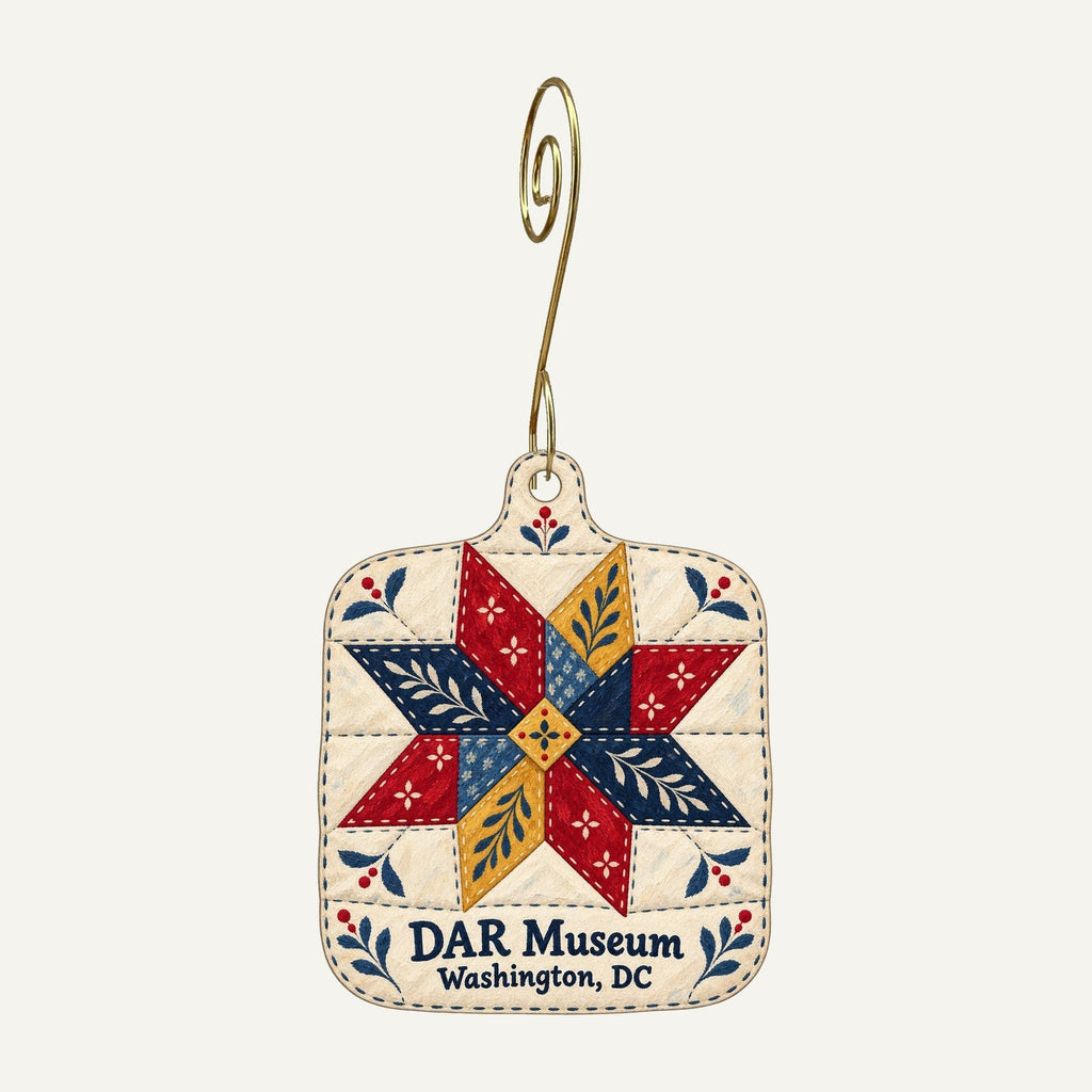 DAR Museum Shop Logo custom wood ornament OC803 hanging on hook