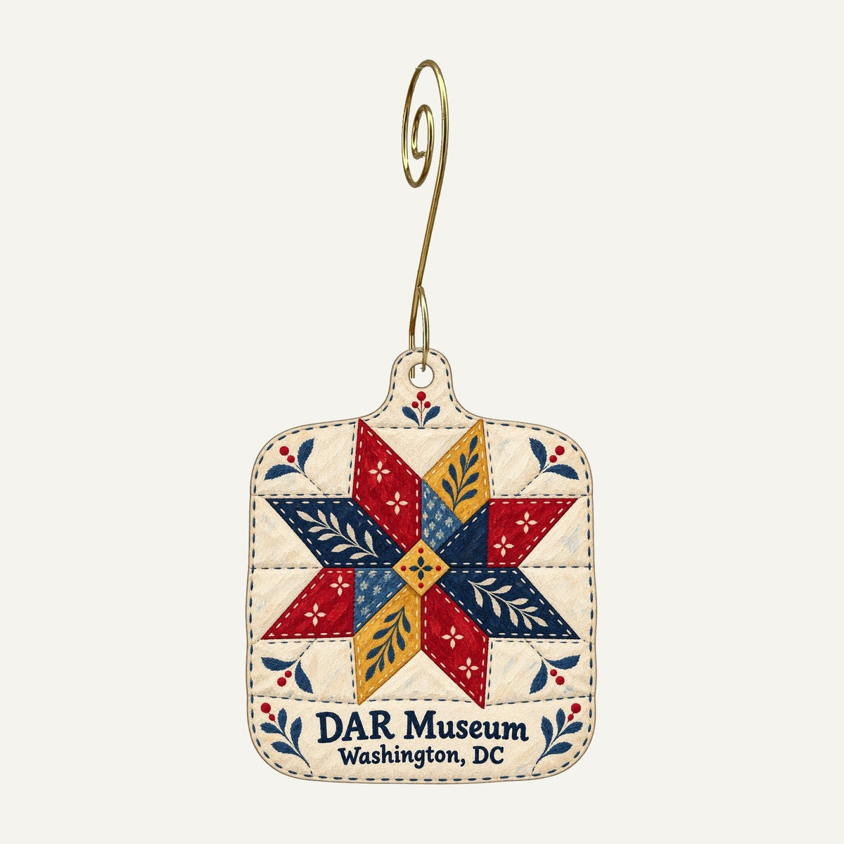 DAR Museum Shop Logo custom wood ornament OC803 hanging on hook