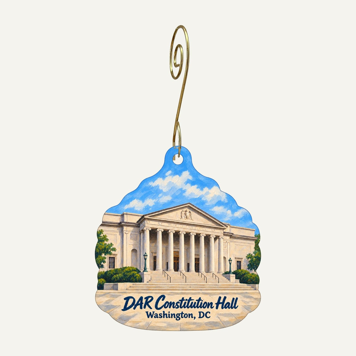DAR Museum Shop Town Icon custom wood ornament OC805 hanging on hook