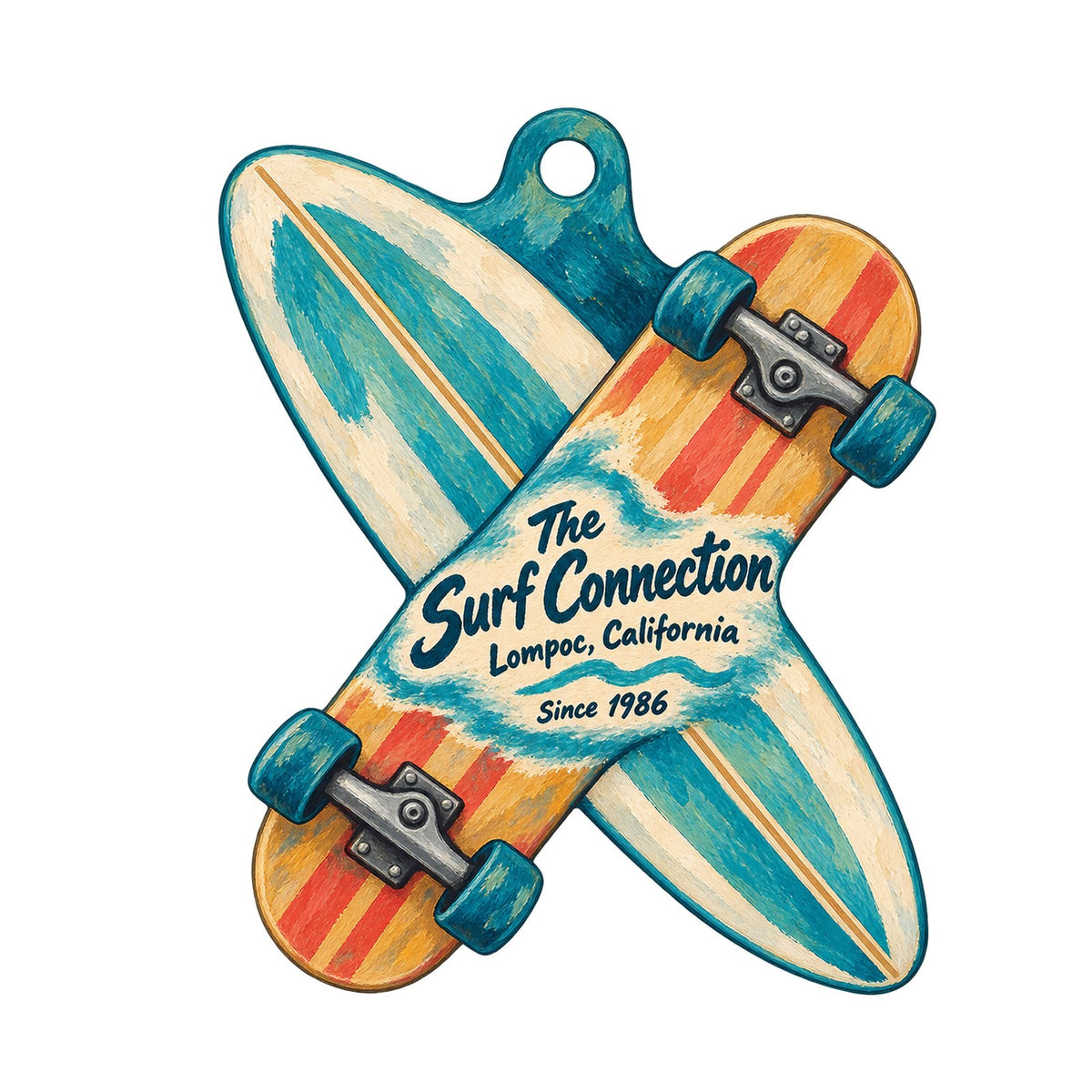The Surf Connection Logo custom wood ornament OC809 on white