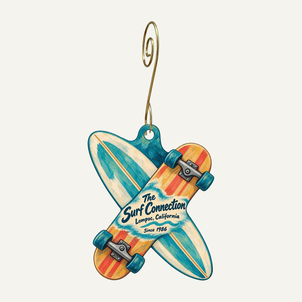 The Surf Connection Logo custom wood ornament OC809 hanging on hook