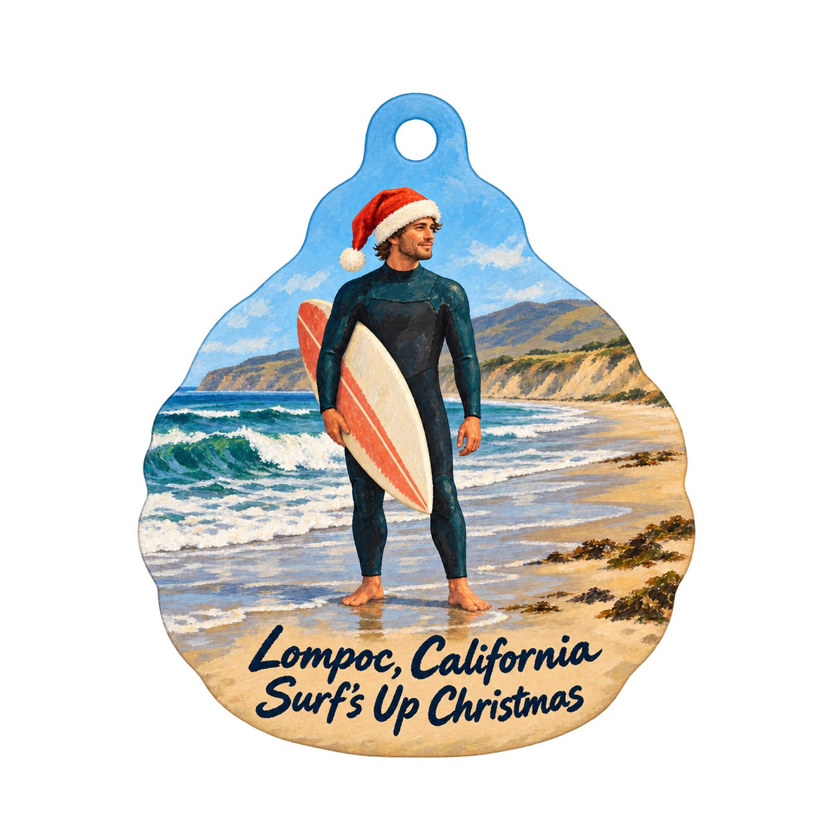 The Surf Connection Christmas custom wood ornament OC810 on white