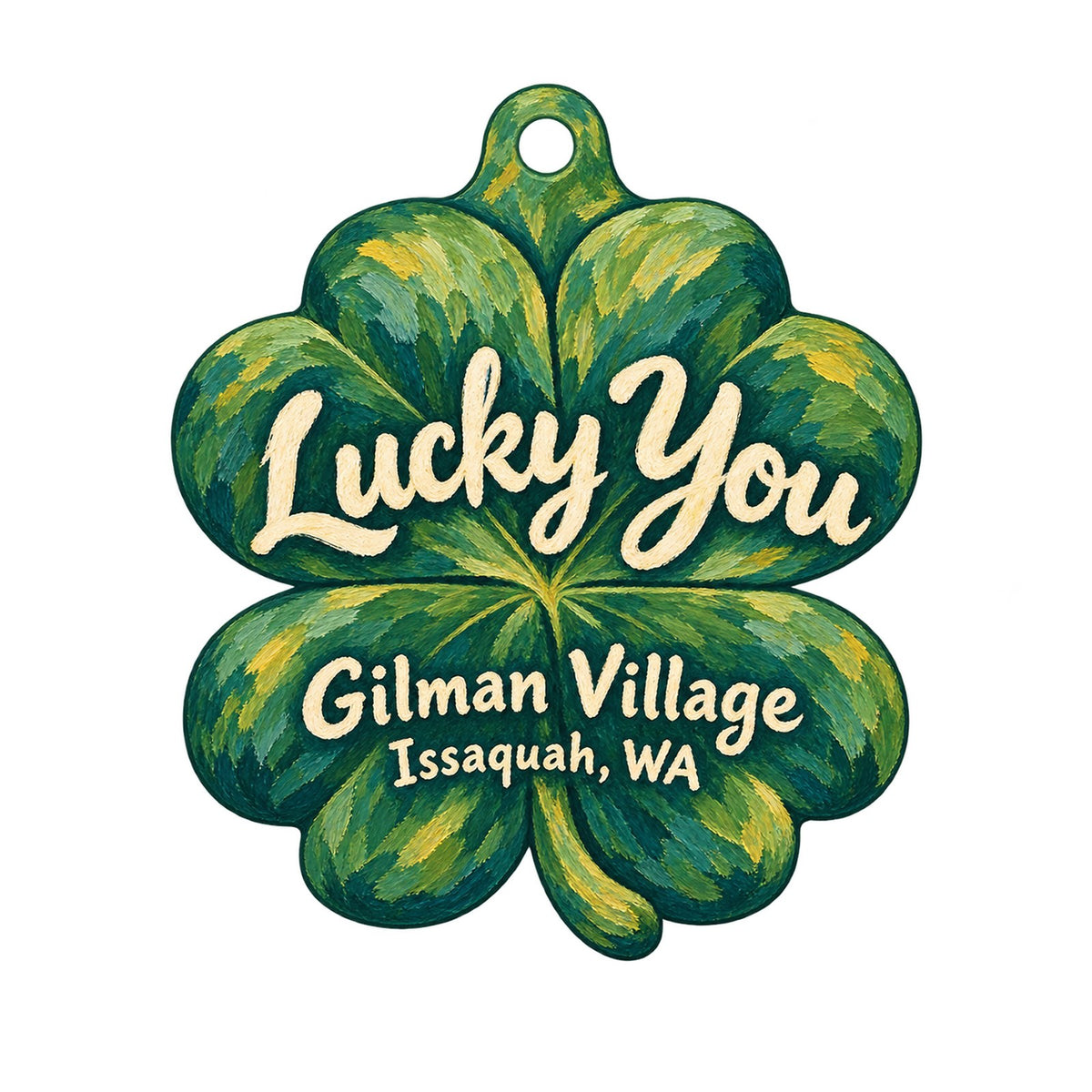 Lucky You Logo custom wood ornament OC815 on white