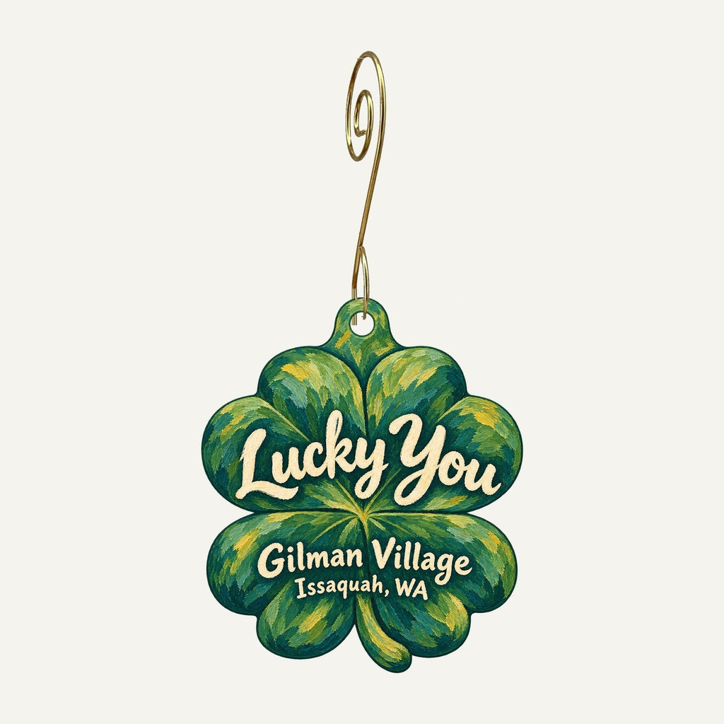 Lucky You Logo custom wood ornament OC815 hanging on hook