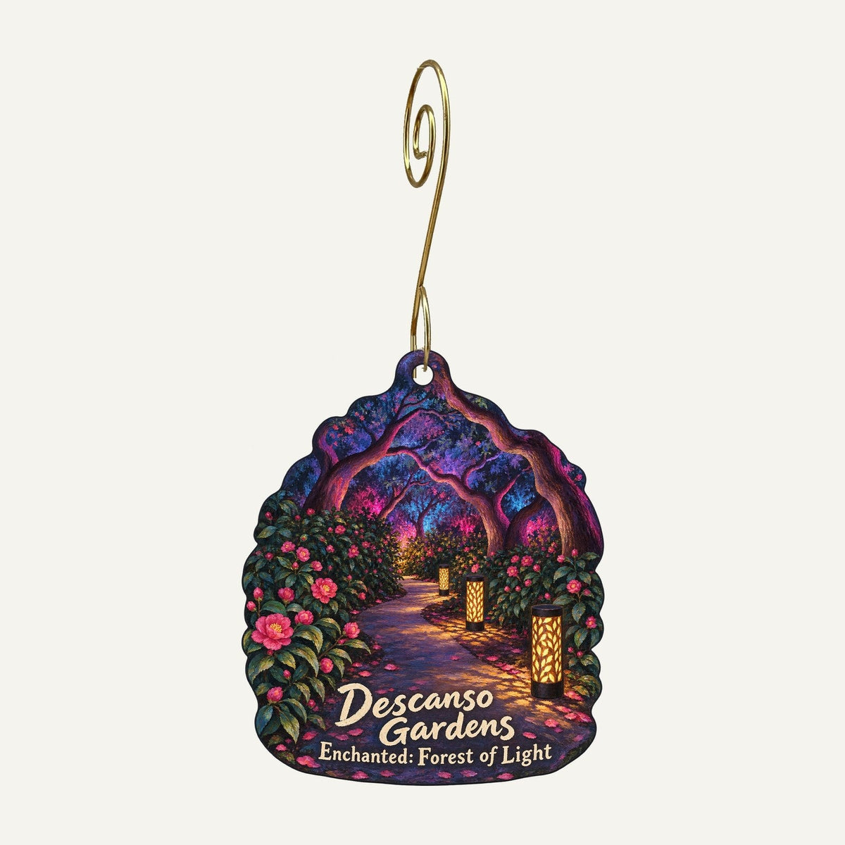 The Store at Descanso Gardens Christmas custom wood ornament OC81 hanging on hook