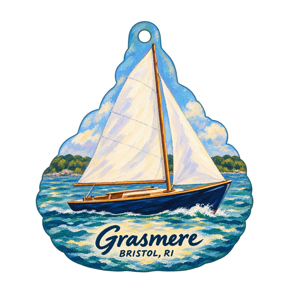 Grasmere Logo custom wood ornament OC821 on white