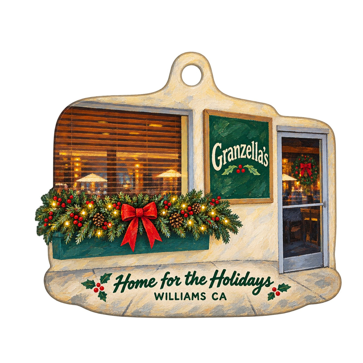 Granzella's Gourmet & Gifts Christmas custom wood ornament OC825 on white